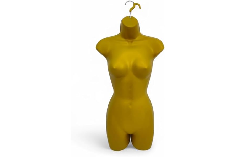 Matt Gold-Full Hanging Female Mannequin Torso – Lightweight Polyethylene Display Bust – Wall-Mountable Body Form