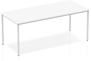 DYNAMIC OFFICE SOLUTIONS OPO Impulse Freestanding 1200mm Straight Boardroom Table Attractive Box Frame Legs | Sturdy Build Weather & Heat Resistant Melamine Finish Rectangular Table White 1800