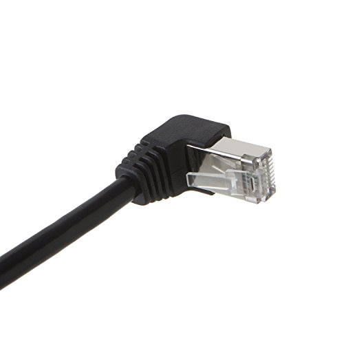 CableCreation nach oben abgewinkelt CAT6 geschirmte Ethernet-Verlängerung Stecker / Buchse Kabel, 50U „Gold überzogenes Kontakt, FTP-Netzwerkkabel , Bandbreite: 250 MHz, 1,6 ft / 0.5m, Schwarz - 5