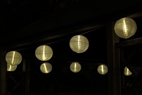 Lampion Lichterkette mit 15 LED-Lampions weiss Ø 15 cm Garten außen von Gartenpirat - 3