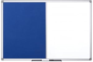 Display Genie Combination of Magnetic Dry Wipe Whiteboard & Felt Notice Board – Aluminium Frame – Lightweight – Pin-Up Board – Ideal for Offices & Home (Blue Felt) (1200 * 900mm)