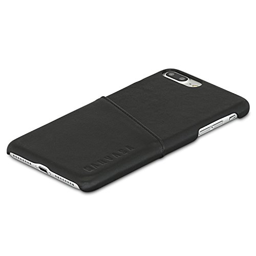 KANVASA Funda iPhone 8 Plus Funda iPhone 7 Plus Piel Negro Case Cover Carcasa Tapa Trasera Cards en Piel Aut  ntica Premium con Cartera para Apple iPhone 8 Plus   7 Plus - con Bolsillo Tarjetero