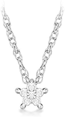 Pave Prive 9ct White Gold with White Diamonds Mini Star Pendant on Chain of 46cm