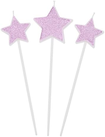 YNuth Glitter Star Candles for Cake Decoration Star Cake Topper Candles Pack of 3pcs