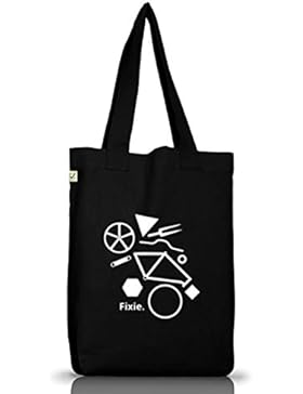 Shirtstreet24, Fixie Puzzle, Fahrrad Rad Jutebeutel Stoff Tasche Earth Positive (ONE SIZE)