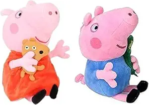 Future shop Soft Toy Combo of Cute Peppa and George Pig Stuffed Plush Fluffy Toys for Kids & Children Playing -30cm (Pack of 2,Multicolor)