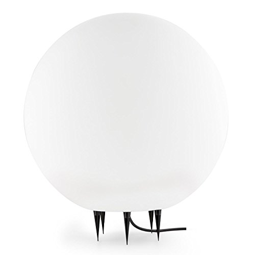 Lightcraft • Shineball XL • Gartenleuchte • Außenleuchte • Kugelleuchte aussen • für Garten und Außenanlagen • 50 cm Durchmesser • robuster Kunststoff • Fassung E27 • 40 Watt max. • spritzwassergeschützt • winterfest • Erdnägel • einfache Montage • weiß - 3