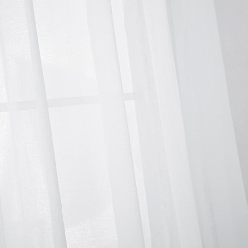 Deconovo Vorhang Transparent Gardinen Wohnzimmer Voile Vorhang Ösenvorhang 245×140 cm Weiß 2er set - 3