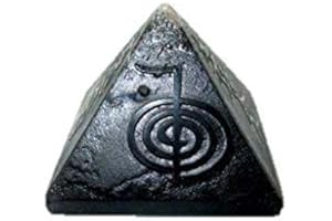 Jet International Usui en relief noir pyramide d'obsidienne pierre Inde cristal Reiki artisanal 1,5 pouces env. A ++ Gemstone 40 Page Crystal Therapy Booklet Gemstone Image is JUST A Reference