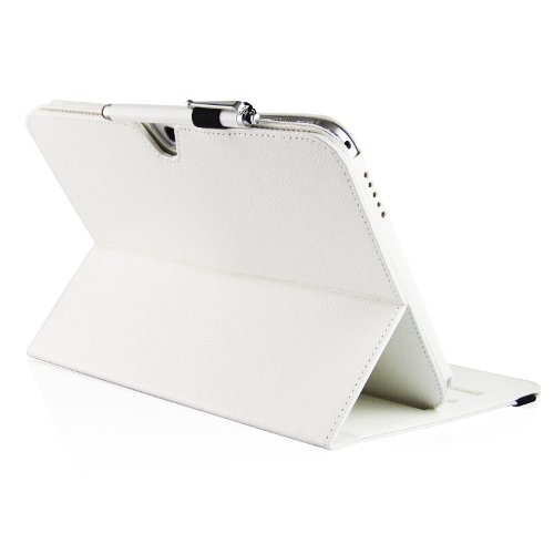 ForeFront Cases® Schutzhülle / Hülle für Samsung Galaxy Tab 3 10.1 – Ständer, Magnetverschluss, Auto Sleep/Wake-Funktion – Kunstleder – inkl. Eingabestift – Weiß - 6