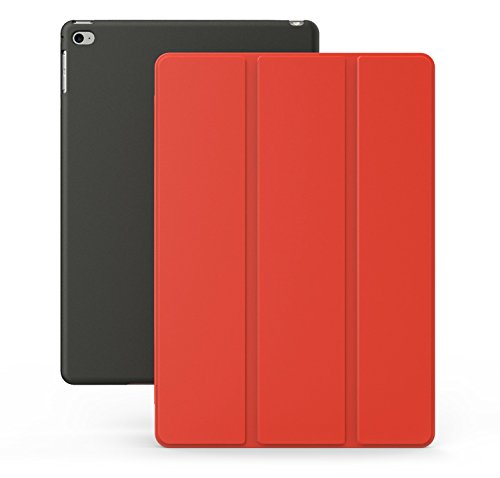 Khomo iPad Air 2 Hülle Case Rot und Schwarzes Gehäuse mit doppelten Schutz ultra dünn und leicht, Smart Cover - Red and Black
