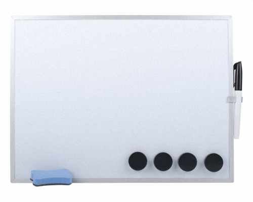 Whiteboard Magnettafel Memoboard, 40 x 30cm, inkl. 4 Magnete, weiß mit Alurahmen