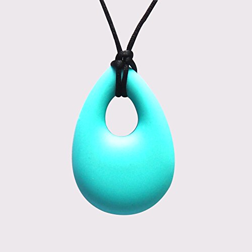 Lily Bear Silicone Baby Teething & Breastfeeding Single Oval Pendant Necklace for Mum (Aqua)