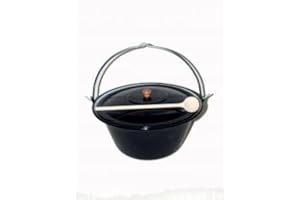 troph-e-shop Set Gulaschkessel Gulaschtopf 22 Liter Emaille + Deckel + Gratis Kochlöffel