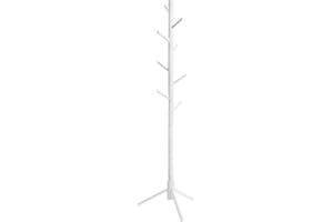 VASAGLE Klädhängare i Massivt Trä, med 8 Krokar, 47x47x175 cm | Fristående Klädställning, Justerbar Höjd, för Hall och Sovrum, Moln Vit, Andi Kollektion RCR04WT