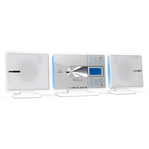 auna VCP-191 minicadena (sistema est&eacute;reo con reproductor de CD, MP3, USB, SD, AUX, radio AM/FM, panel t&aacute;ctil retroiluminado, reloj con alarma, ecualizador, posibilidad montaje pared) - blanco