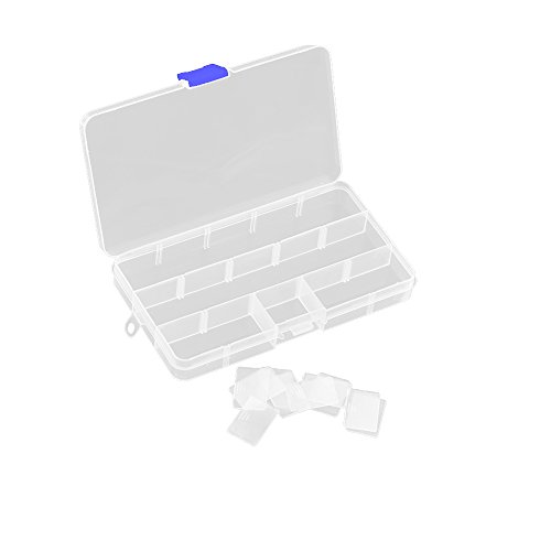 Josure 2 Stück Klar Plastik Aufbewahrungsbox Kunststoffbox Schmuckschatulle Plastikboxen mit 15 Einstellbare Grids für Schmuck Ring Ohrring Kleine Sachen - 2