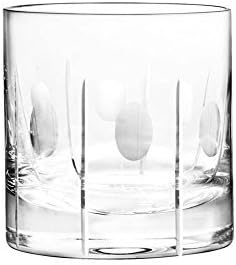 Qualia Glass 3.75-Inch Gulfstream Double Old Fashioned High Glasses with Vertical Cuts and Circular Design, 14-Ounce, Set of 4 by Qualia Glass