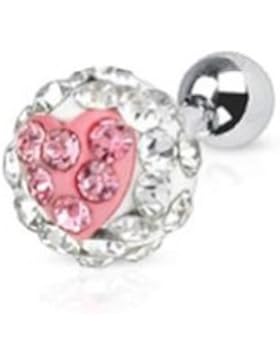 Paula & Fritz® Ohr Cartilage Hantel aus Edelstahl Chirurgenstahl 316L Herz aus...