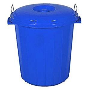 Small 35L Coloured Plastic Bin Outdoor Rubbish Dustbin Animal Feed Bird Seed Storage (Blue)