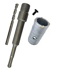 Dumdaar 30 mm Metal Air Conditioner Punch Reamer SDS Plus Shank Hole Saw Cutter Concrete Cement Stone Wall Hollow Drill Bit with Wrench