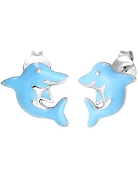 Elli Kinder-Ohrstecker Delfin 925 Silber Emaille - 0305250417