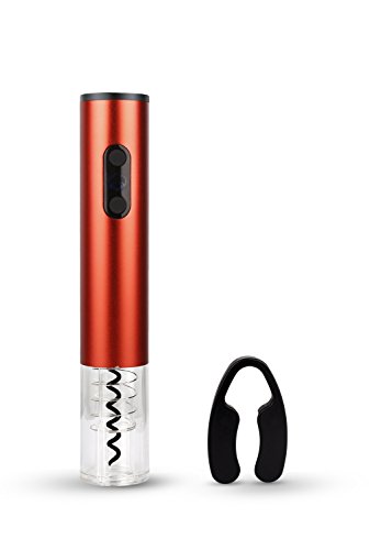 MAVIE Tire Bouchon Electrique Ouvre Bouteille Électrique de vin Alliage d'aluminium avec Support de Coupe d'étanchéité Décapsuleur Electrique pour Home, Bartending, Kitchen Bar Outils (Rouge)