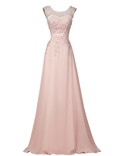 GRACE KARIN Femme Robe Dentelle Cache-Coeur sans Manche Maxi Rosé Mariage USA16 CL7555-1