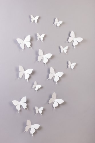 Bilderdepot24 „Schmetterlinge in 3D Style“ – WEIß – 15 Stück im Set inkl. Klebepunkte – Qualitätsware direkt vom Hersteller - 2