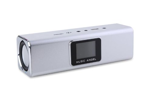 Netspower Music Angel- FM-Radio/MP3 Player - Line In / MicroSD - Stereo Lautsprecher / Boxen / Soundstation / für Handy, PC, LAPTOP, NETBOOK, Tablet - Farbe Silber