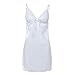 Produktbild POIUDE Damen Frau Sexy Dessous Frauen Spitze Unterwäsche Korsett Print Nachtwäsche Pyjama Kleid Nachthemd mit Spitze(Weiß, Small)