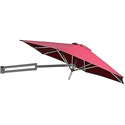 LNDDP Parasols Wall-Mounted Wine Red - Parasol Mural pour Jardin extérieur, Tige en Aluminium, Ø 8ft/250cm