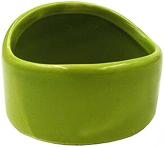 Fayear Ceramic Hamster Bowl No Spill No Turnover Food Water Dish for Guinea Pig Rodent Gerbil Cavy Small Animals (Green)