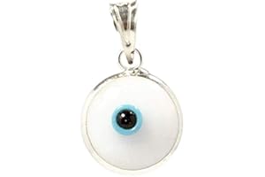 PRIMEONE Silver Plated 925 Sterling Silver 10 MM Glass Turkish Evil Eye Charm Pendant for Protection - 4 Colours Available -DIY Charm for Any Necklace
