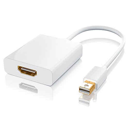 CSL - Full HD mini Displayport zu HDMI Adapterkabel inkl. Audio | miniDP Stecker zu HDMI Buchse | PC und Apple MAC, MacBook Pro, MacBook Air | vergoldete Kontakte | 3-fach geschirmt | 15cm | weiß (Hochglanz)