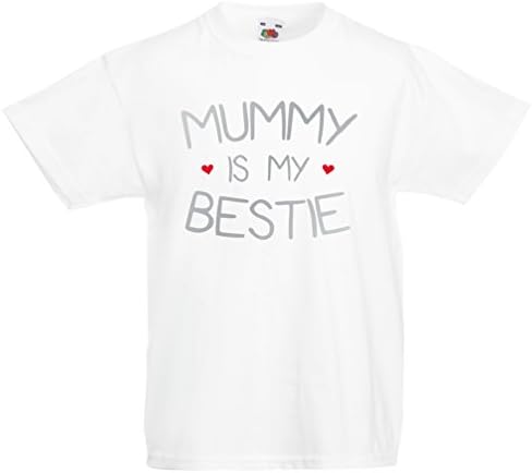 InfiniteTee UK Kids Mummy Is My Bestie T-Shirt - Best Friends Mum Mothers Day Gift Top White (2-3 Years)