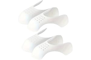 Boolavard 4 Pcs Anti-Crease Shoe Protectors - Plastic Sneaker Crease Guards, Adjustable Toe Box Stretcher for Shoe Care and Maintenance (White, Small Size UK 2-6.5)