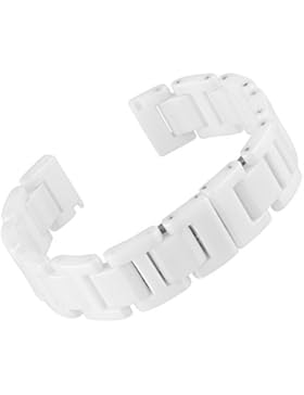 Beauty7 -20mm Weiß Keramiken Ersatzuhrarband Uhrenarmband Uhrband mit Faltschließe Schließe