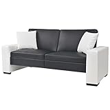 Farbe: Schwarz und Weiß vidaXL Sofa Armlehne Verstellbar PVC Schwarz Schlafsofa Bettsofa Schlafcouch
