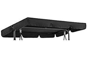 ZWPARTS Toit de Rechange pour Balancelle 3 Places - Toit Pare-soleil Universel pour Balançoire de Jardin - Bâche de Toit Imperméable et Résistante au Soleil - 200 x 145 cm (noir)