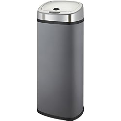 KITCHEN MOVE BAT-42LS02A Poubelle de Cuisine Automatique Forme Carré, Acier Inoxydable, Gris Mat, 32 x 25 x 64 cm