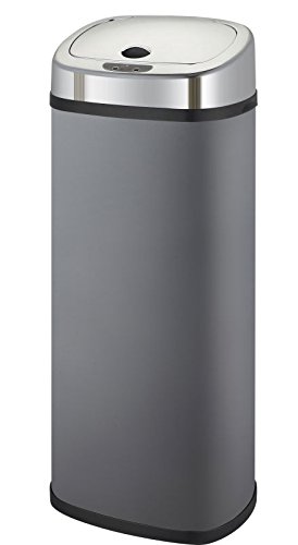 KITCHEN MOVE BAT-42LS02A Poubelle de Cuisine Automatique Forme Carré, Acier Inoxydable, Gris Mat, 32 x 25 x 64 cm