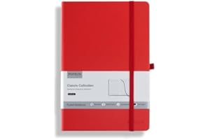 POPRUN A5 Lined Journal Notebook, PU Leather Hardback Notepad for Writing, Business Work, Travel, Office, School, 14 x 21cm, 240 Pages Classic College Ruled Journals Notes Pad, Red