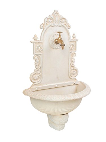 Wandbrunnen Brunnen Gartenbrunnen Garten Waschbecken antik Stil creme weiss