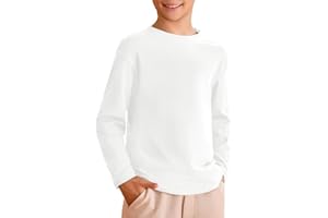 Haloumoning Camiseta para niño de manga larga, cuello redondo, monocolor, básica, de manga larga, tiempo libre, deporte, camisetas