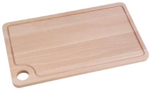 Hofmeister Holzwaren Brettchen, Schneidebrett, Tranchier Brett, rechteckig, mit Saftrille und Grifflochfräsung, aus Buchenholz, L420xB245xH15 mm, 12366