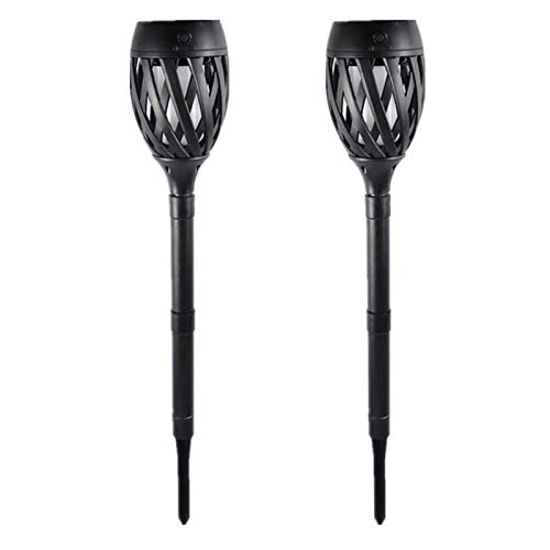 KANYEE 2 Pack Solar LED Flame Tiki Torch Lights Outdoor Waterproof Light Garden Patio Yard Pathway Landscape Lamp With Indoor USB Rechargeable - Ground, Table, Wall Mounting Available