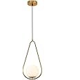 HUA QIANG WANG Modern Glass Globe Chandelier Ceiling Light Water-Drop Shape Gold Brass Ceiling Hanging Pendant Lamp for Bedroom Living Dining Room Hallway