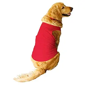 Ruse Pet Solid Round Neck Sleeveless Dog Vest Tank T-Shirt/Tees Apparel/Clothes/Tees Gift for Dogs(Red) X-Large