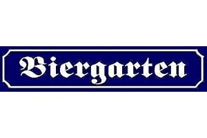 Biergarten vägskylt metallskylt skylt välvd metall tenn gatuskylt 10 x 46 cm